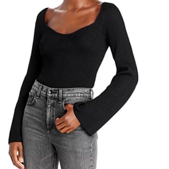 Urban Outfitters Tops - Urban Outfitters Black Bell Sleeve Body Suit Tie back